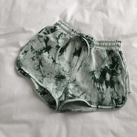 FREE SHIPPING-Womens Tie-Dye Comfy Drawstring Casual Elastic Waist Pocket Loose Shorts Pants shorts for women biker workout casual Green | Walmart (US)