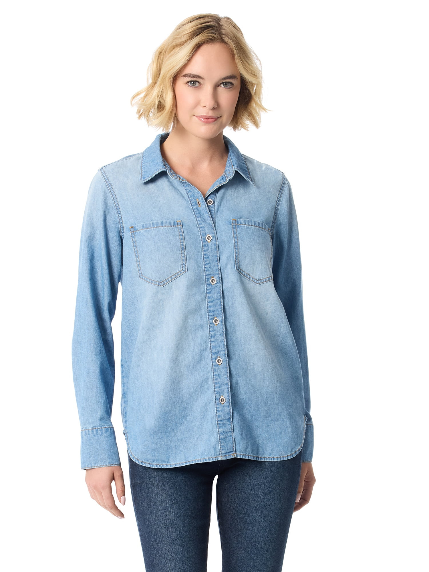 Jessica Simpson Women's Tie Front Button Up Shirt , Sizes XS-XL | Walmart (US)