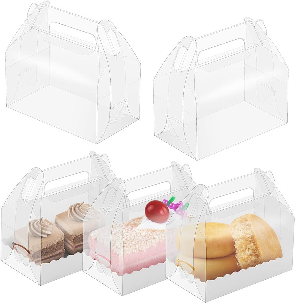 15 Pack Clear Gable Bakery Gift Boxes with Cardboard,Candy Treat Gift Box for Party Pastry Treat ... | Amazon (US)