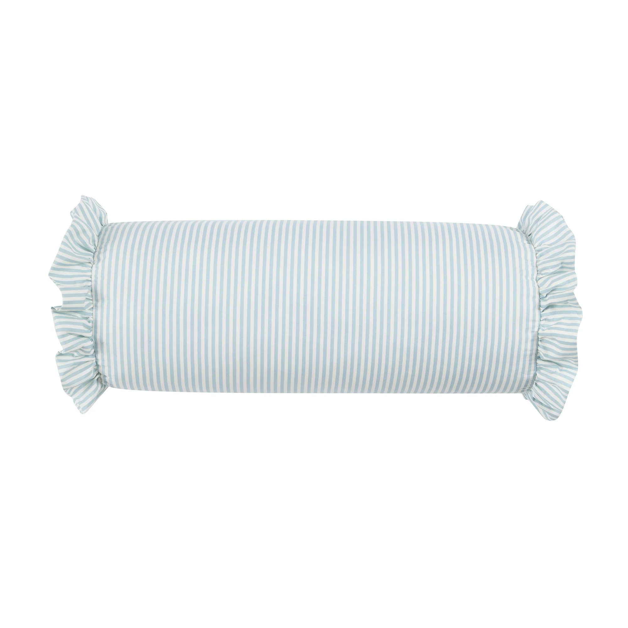 Home Decor Collection 8" x 20" Blue Striped Ruffle Bolster Decorative Pillow | Walmart (US)