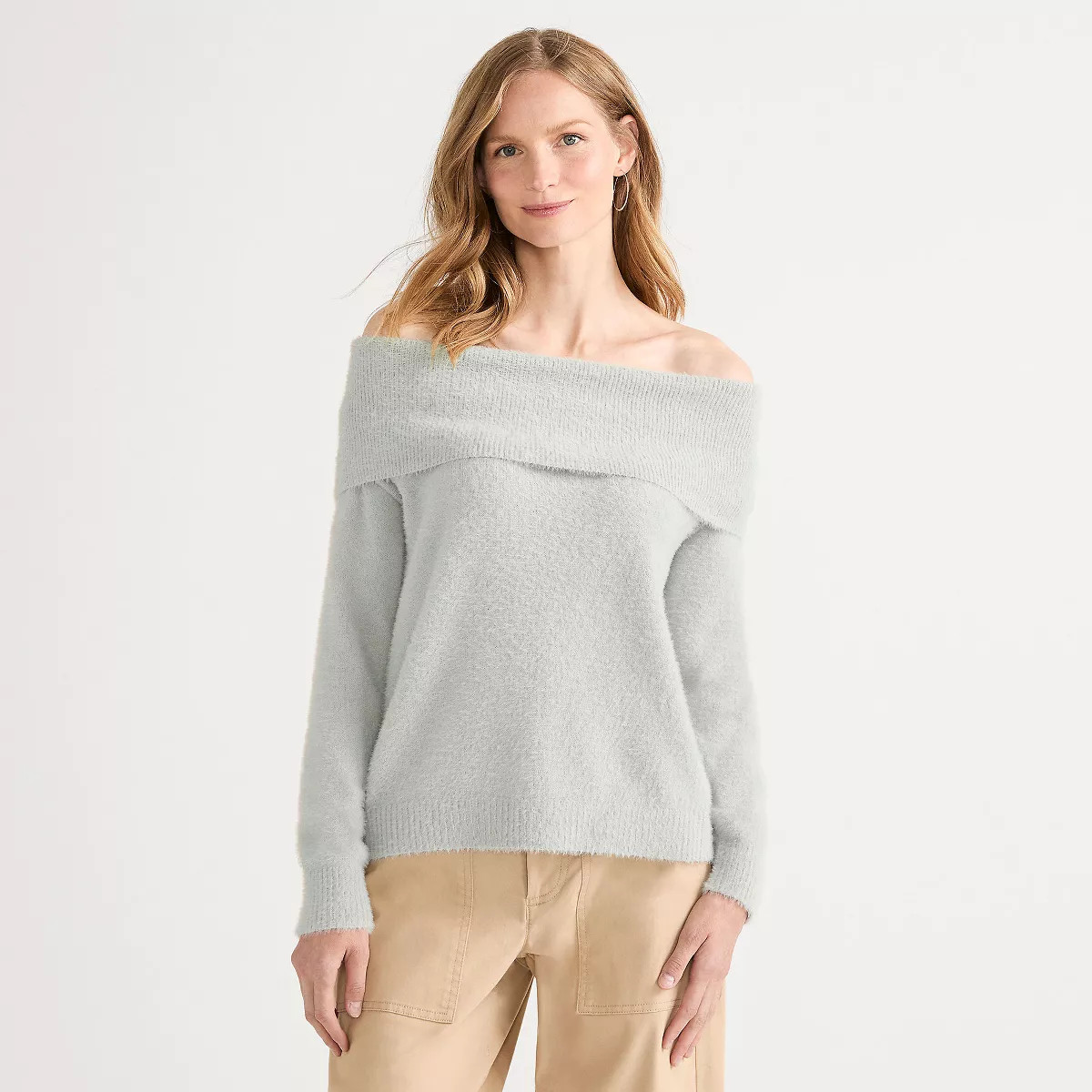 Lands' End Women's Eyelash Off Shoulder Sweater | Target