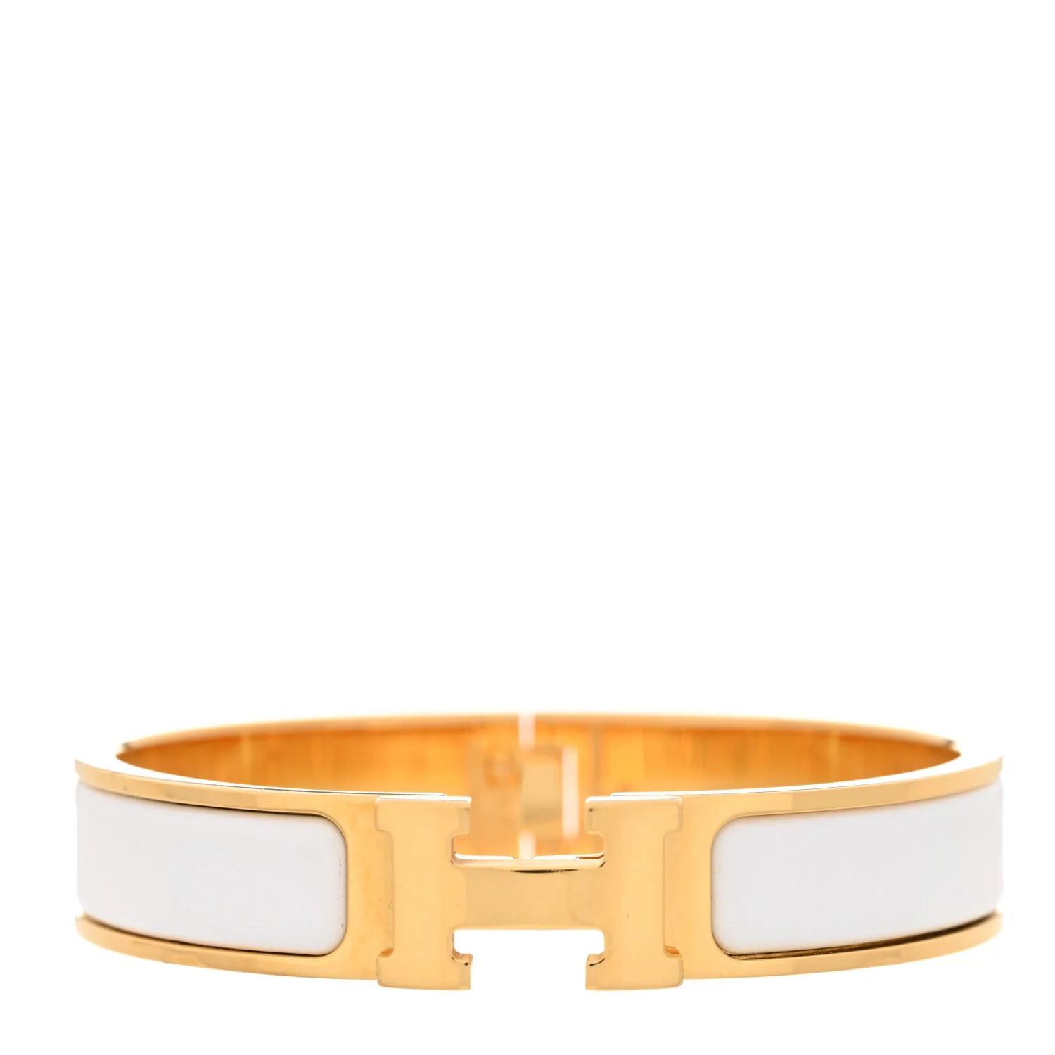 Hermes Enamel Narrow Clic Clac H Bracelet PM White | FASHIONPHILE (US)