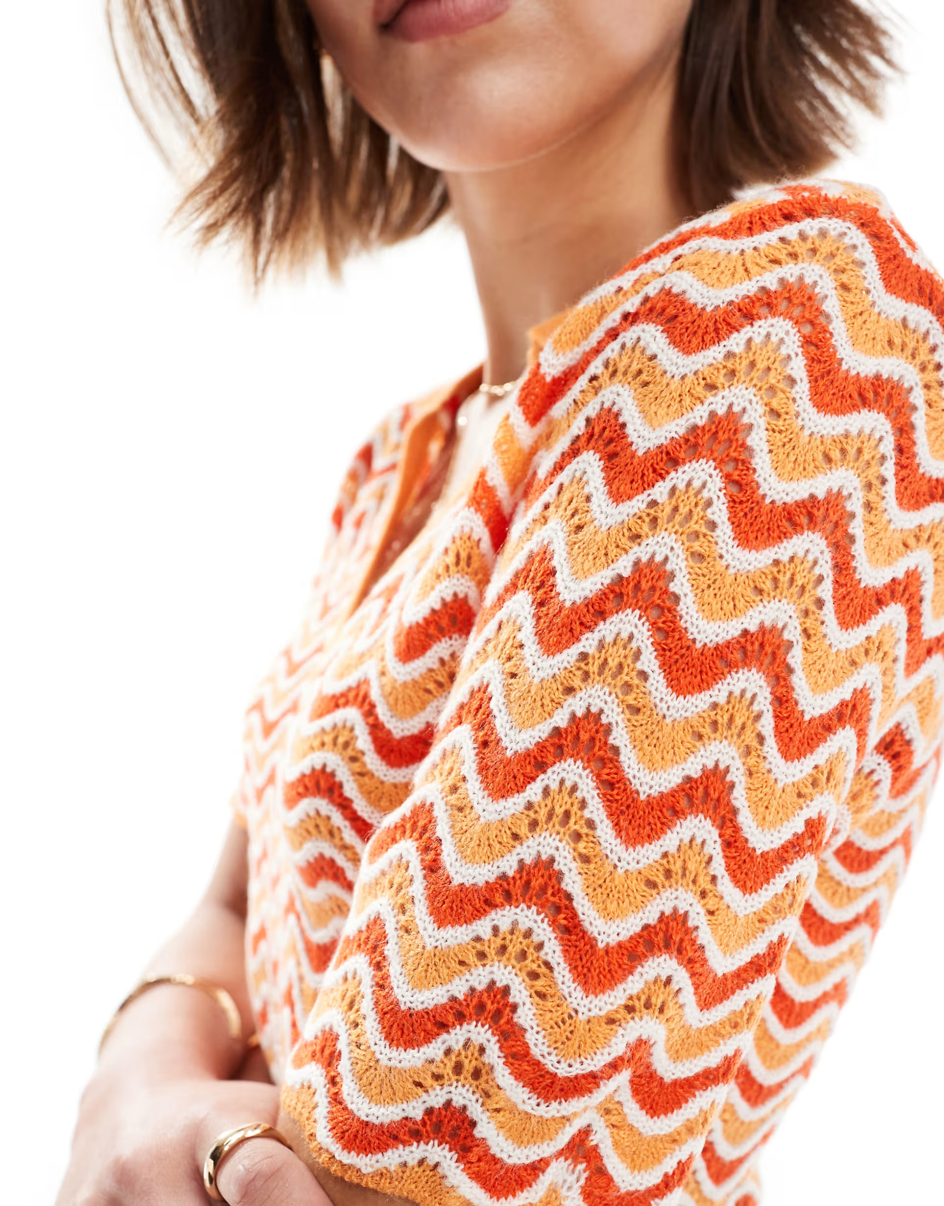 Noisy May knitted polo co-ord in orange wave   | ASOS | ASOS (Global)