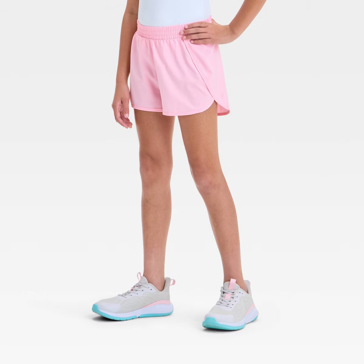 Girls' Run Shorts - All In Motion™ Pink S: Lightweight Poplin, Mid Rise, Elastic Waistband | Target