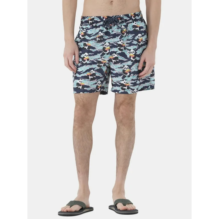 No Boundaries Men's & Big Men's Elastic Waist Swim Shorts, 6" Inseam, Size S-5XL | Walmart (US)