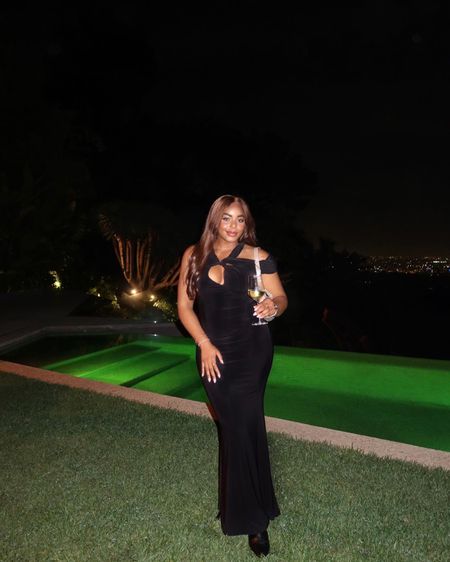 Night out wearing the Club L London black strappy asymmetrical cut out maxi dress - only $100!

Perfect for holiday parties, black tie wedding guest dress, and more 

#LTKHoliday #LTKstyletip #LTKparties