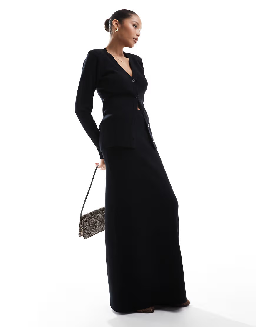 Pretty Lavish rib knit maxi skirt in black (part of a set) | ASOS (Global)