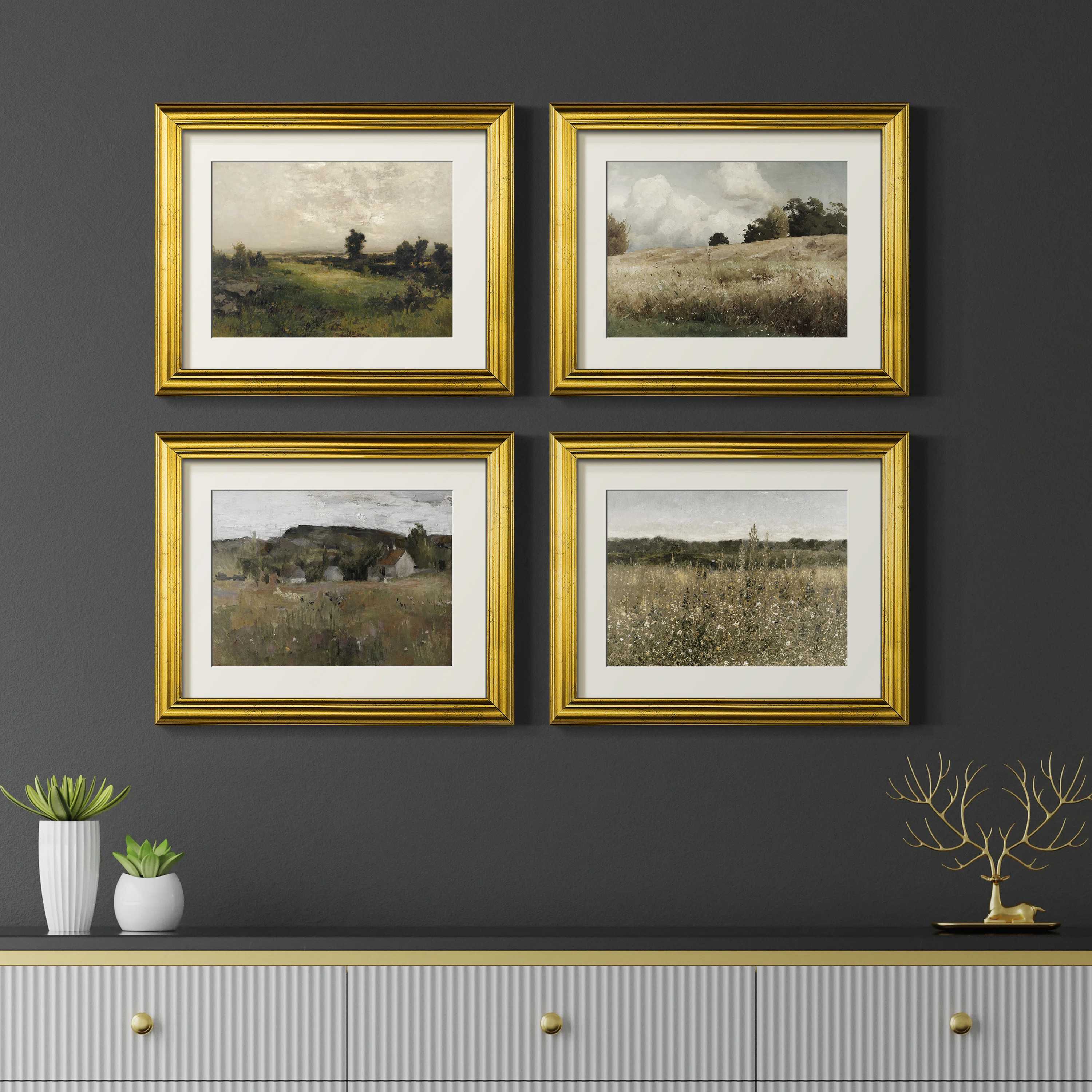 Vintage Landscape LXXI -4 Piece Set of Framed Prints | Wayfair North America