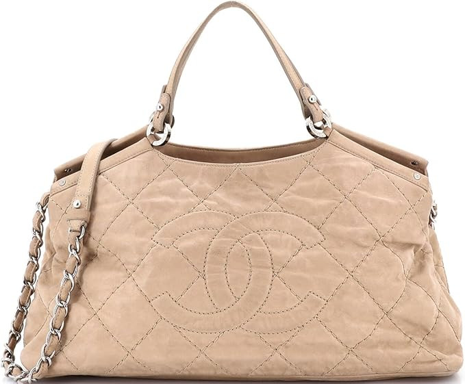 Pre-Loved CC Sea Hit Tote Quilted Iridescent Calfskin Small, Neutral | Amazon (US)