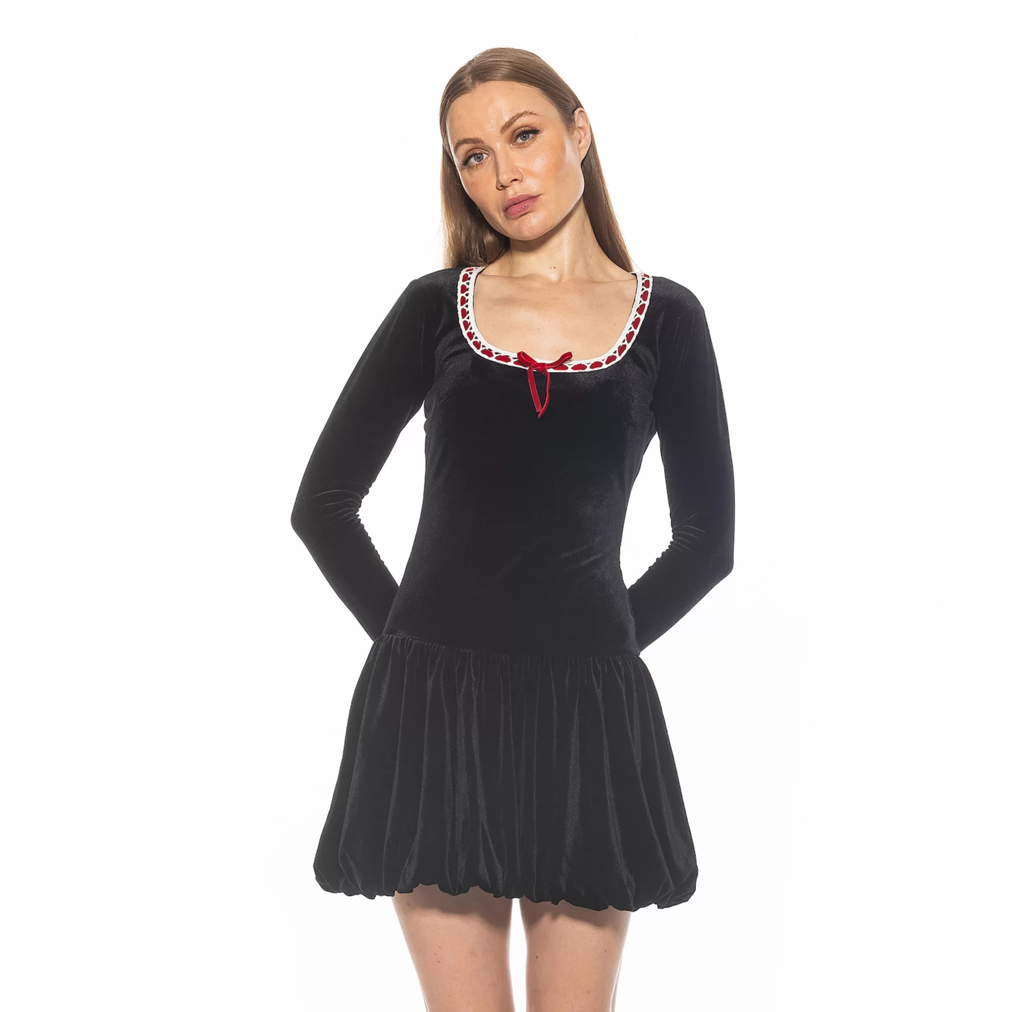 Women's ALEXIA ADMOR Rach Velvet Scoopneck Lace Insert Dress | Kohl's