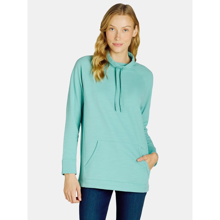 Time and Tru Women's Cowl Neck Tunic Sweatshirt, Sizes S-XXXL - Walmart.com | Walmart (US)