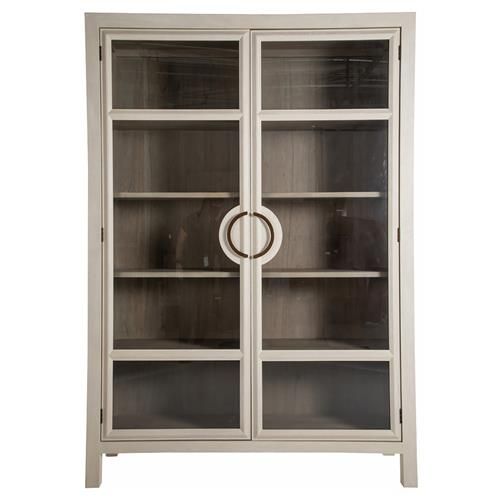 Gabby Elias French White Wood Dark Interior Clear Glass Door China Cabinet | Kathy Kuo Home