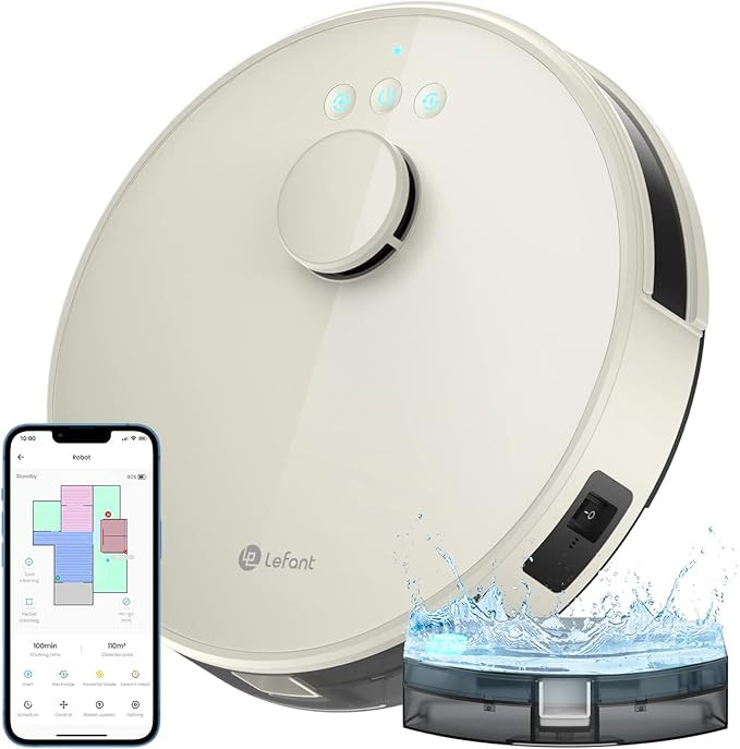 Lefant Robot Vacuum and Mop, Lidar Navigation, 4000Pa Suction Robotic Vacuum Cleaner with 150Mins... | Amazon (US)