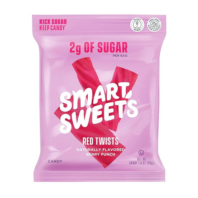 SmartSweets NEW Red Twists Candy with Low Sugar 2g Low Calorie PlantBased GlutenFree No Sugar Alc... | Amazon (US)