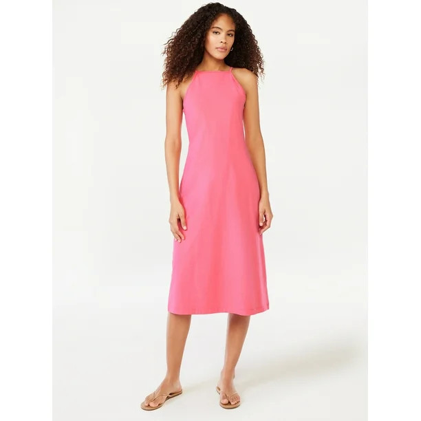 Free Assembly Sleeveless Halter Midi Dress, Sizes XS-XXL | Walmart (US)