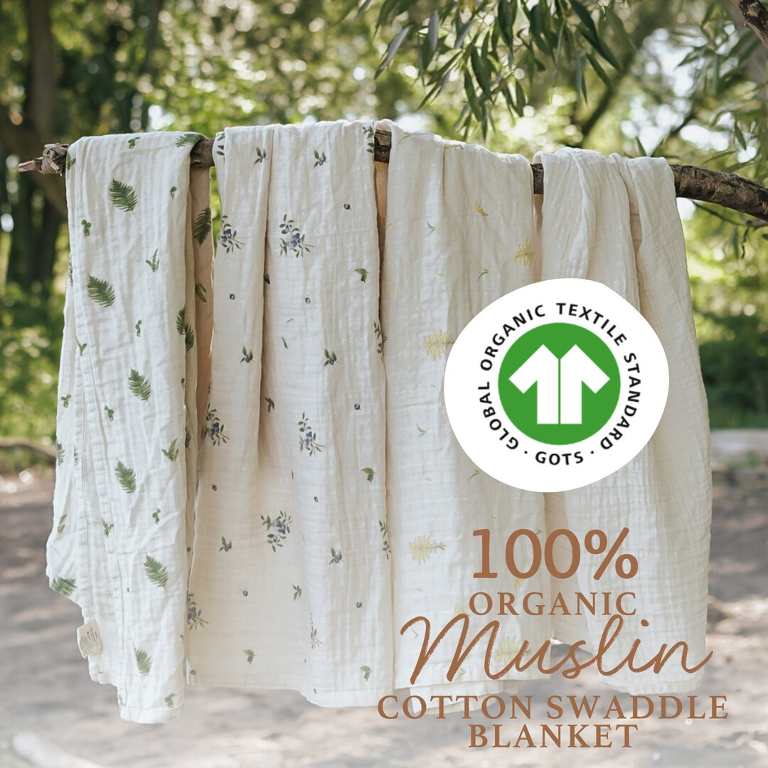 Swaddle Baby Blanket, 2-pack, 47x 47 Muslin Cotton, Certified Organic by GOTS Comes With a Matchi... | Etsy (US)