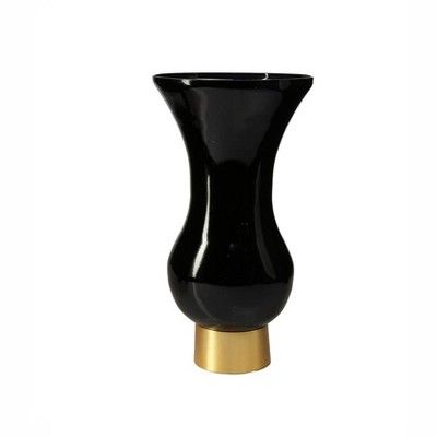 Classic Touch Black S-Shaped Glass Vase with Gold Base | Target