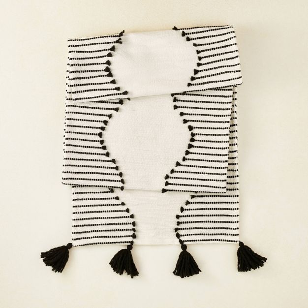 72" x 14" Cotton Jacquard Table Runner with Tassels Black/White - Opalhouse™ designed with Jung... | Target