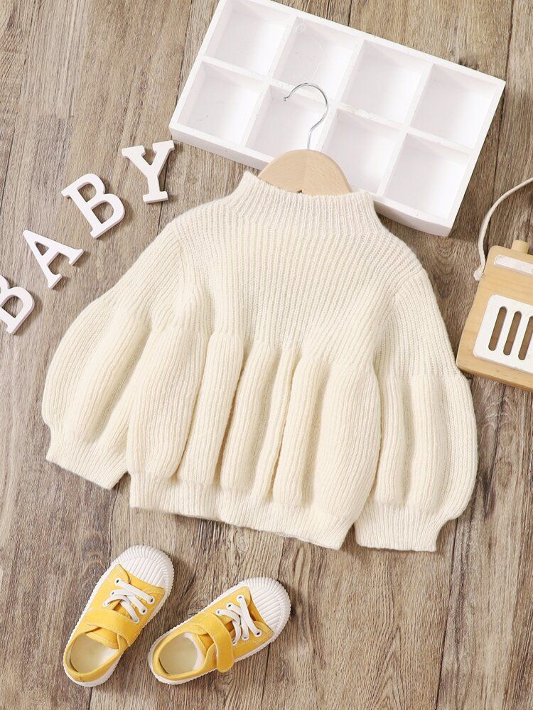 Baby Mock Neck Lantern Sleeve Sweater | SHEIN
