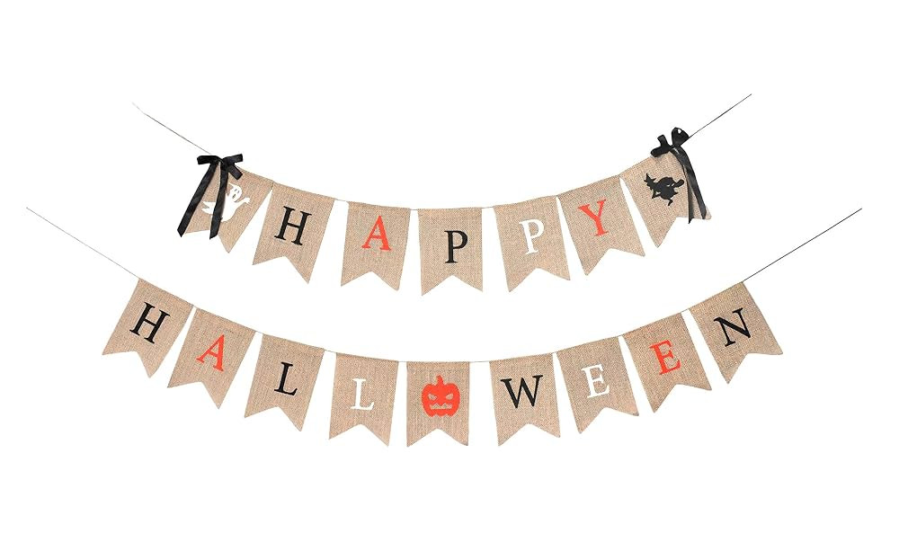 Mandala Crafts Happy Halloween Banner – Burlap Banner Garland Halloween Decorations for indoor ... | Amazon (US)