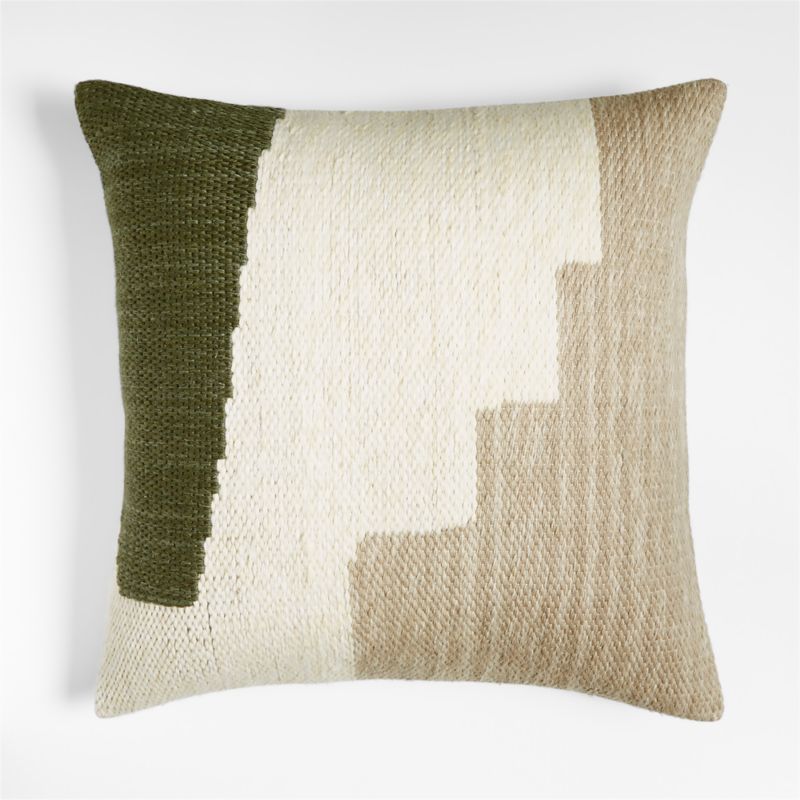 Corby 23" Geometric Kilim Desert Green Pillow Cover | Crate & Barrel | Crate & Barrel