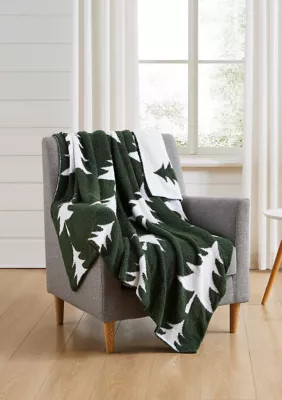 Joyland Christmas Tree Feathered Knit Throw Blanket, Green, 50 x 60 | Belk
