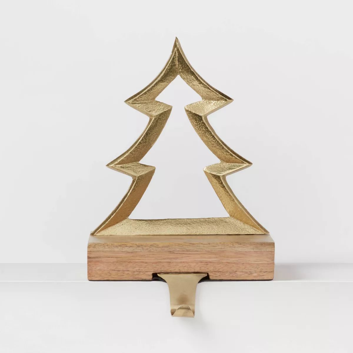 Metal Tree Christmas Stocking Holder with Wood Base Gold - Wondershop™ | Target