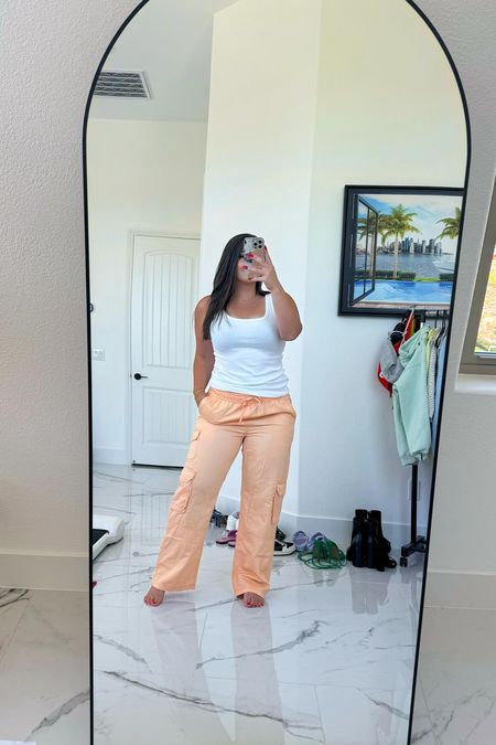 Best linen cargo pants ever!! I love them so much! I have them in pink, this fun orange, green, navy and grey! And right now they’re 40% off!!! The perfect pant for summer!! 

#LTKStyleTip #LTKSaleAlert #LTKFindsUnder50