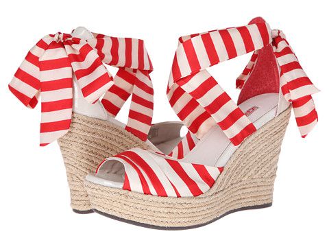 UGG Lucianna Stripe (Tomato Soup Silk) Women's Wedge Shoes | 6pm