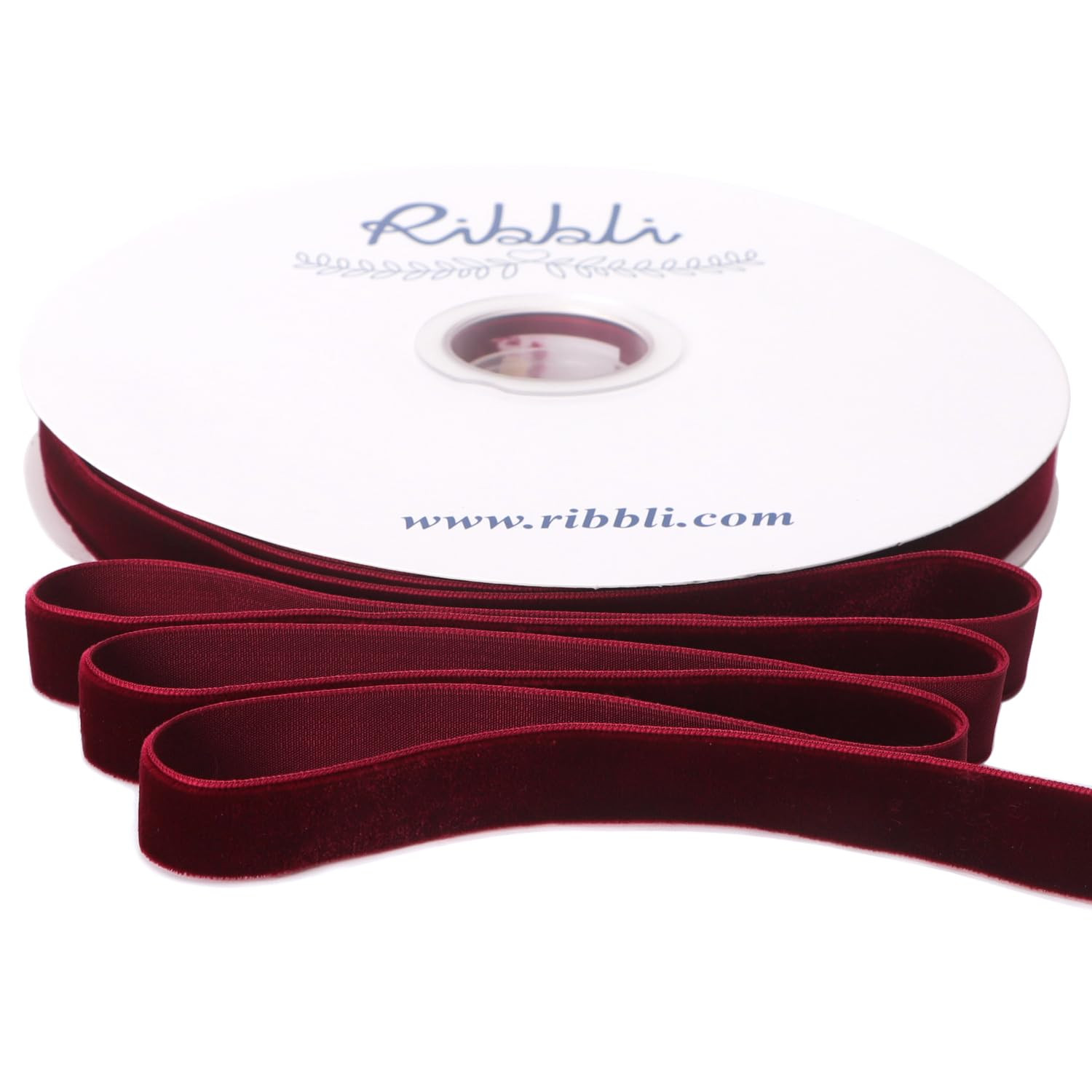 Ribbli Burgundy Velvet Ribbon 5/8 Inches Continuous 25 Yard Spool Green Christmas Ribbon for Gift... | Amazon (US)