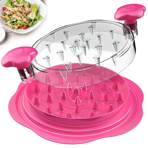 SURETIVIAN Chicken Shredder Large Chicken Breast Shredder Tool Twist with Brush&Fork, Visible Meat Shredder Machine, Anti-Slip Strip, Ergonomic Handle, BPA Free, Pork Beef Chicken(Hot Pink) | Amazon (US)
