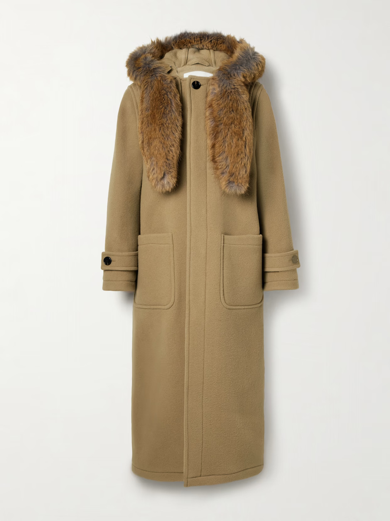 Burberry - Faux Fur-trimmed Wool-felt Coat - Brown | NET-A-PORTER (US)