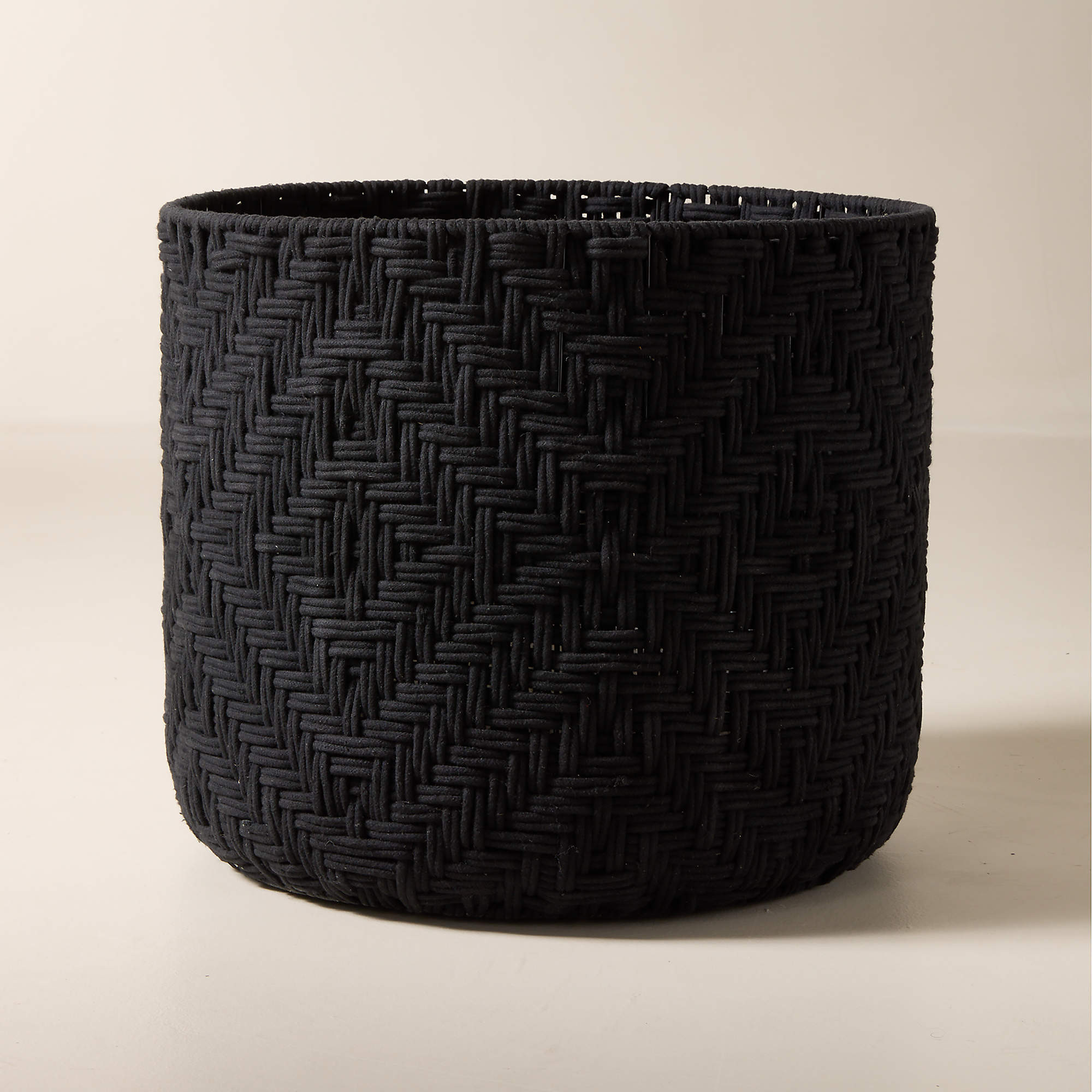 Rowen Handwoven Rectangle Black Cotton Storage Basket Small + Reviews | CB2 | CB2