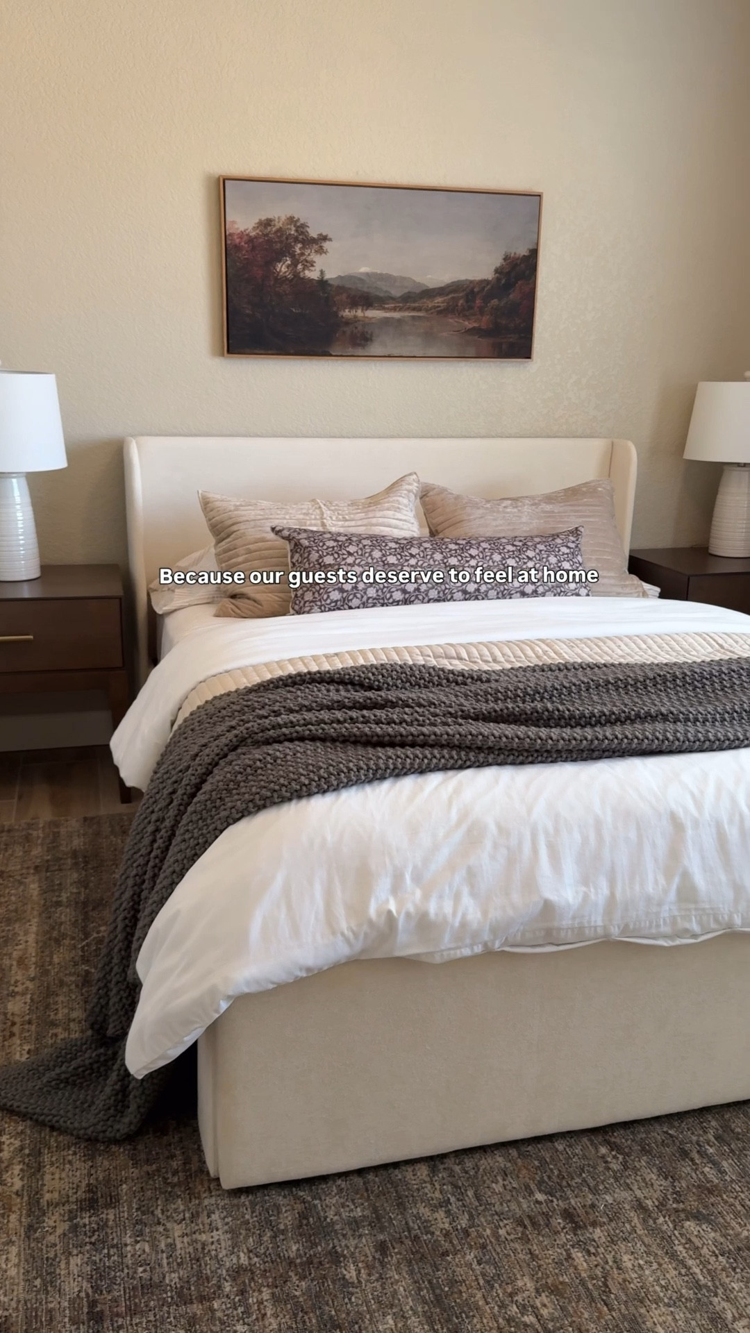 The guest bedroom that makes people feel at home the moment they walk in 🤎 We kept the base neutral with warm, organic textures and added depth through the moody rug, art, and bedding for a space that feels cozy and intentional without being overdone. 

Curtains are Liz linen by TWOPAGES in Sepia Ebony. Use HALEYK for 29% off!! 
•
•
•
Guest bedroom, neutral bedroom, organic modern bedroom, plank and beam, moody bedroom, cozy bedroom, Amazon home, bedroom inspo, bedroom decor 
@TWOPAGES 

#LTKHome #LTKSaleAlert