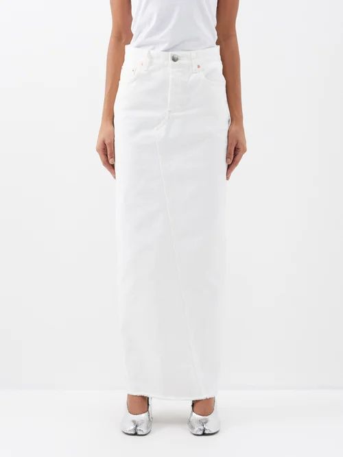 Raey - Split Back Organic-cotton Denim Maxi Skirt - Womens - White | Matches (US)