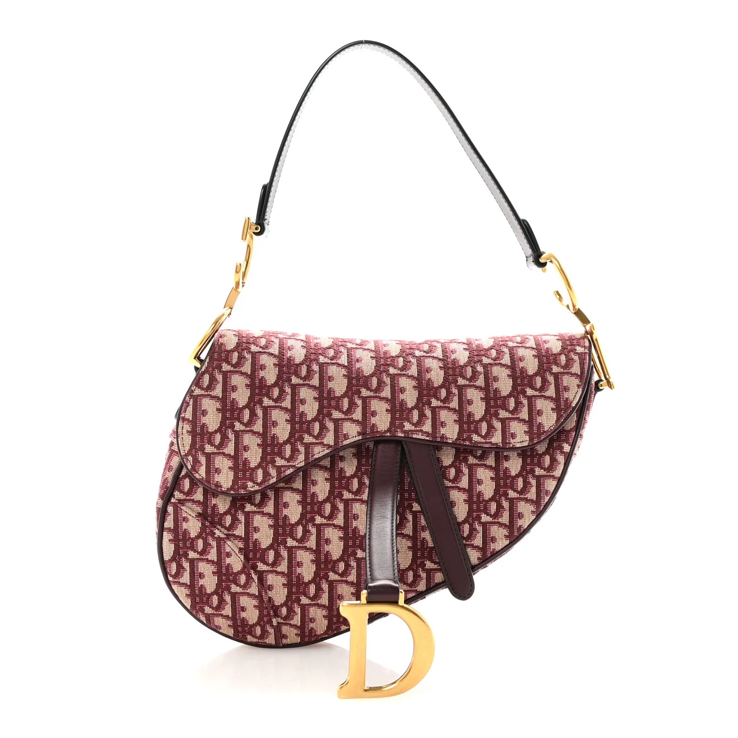 Oblique Saddle Bag Burgundy | FASHIONPHILE (US)