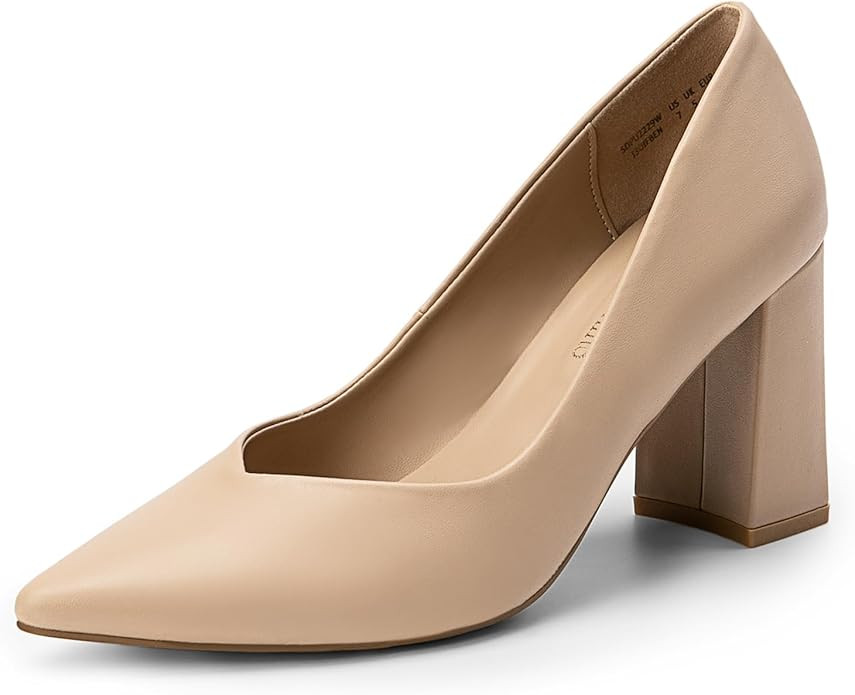 DREAM PAIRS Women’s High Chunky Closed Toe Block Heels Pointed Toe Wedding Party Elegant Slip O... | Amazon (US)