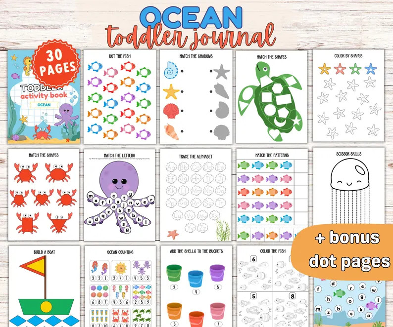 Ocean Toddler Learning Journal: Under the Sea Activity Bundle (digital Download - Etsy | Etsy (Global)