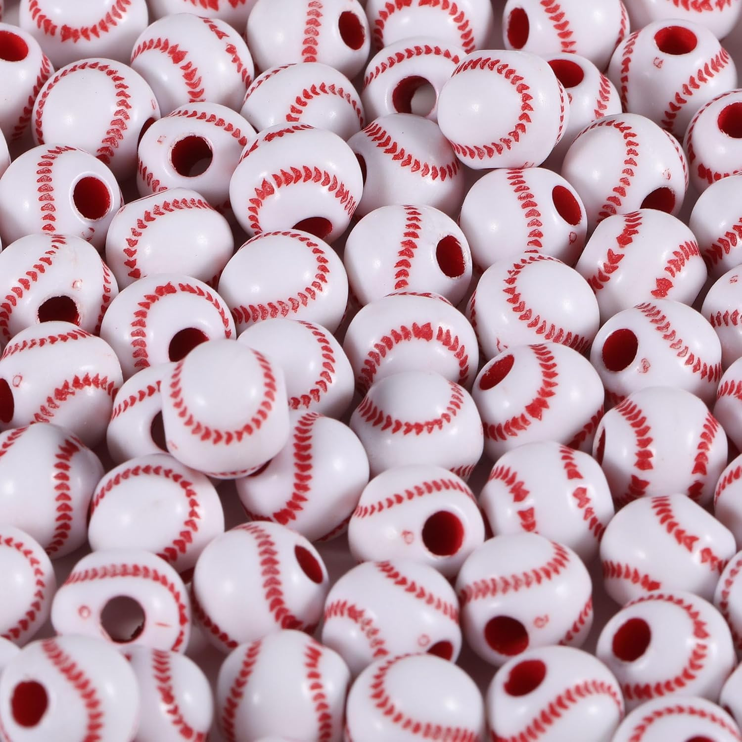 150Pcs 12MM Acrylic Beads for Jewelry Making,Baseball Beads Acrylic Round Beads for DIY Bracelets Necklace Keychain Mobile Phone Chain (Baseball Beads, 12MM) | Amazon (US)