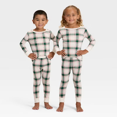 Toddler Plaid Ribbed Long Sleeve Shirt and Pants Holiday Matching Family Pajama Set - Wondershop... | Target