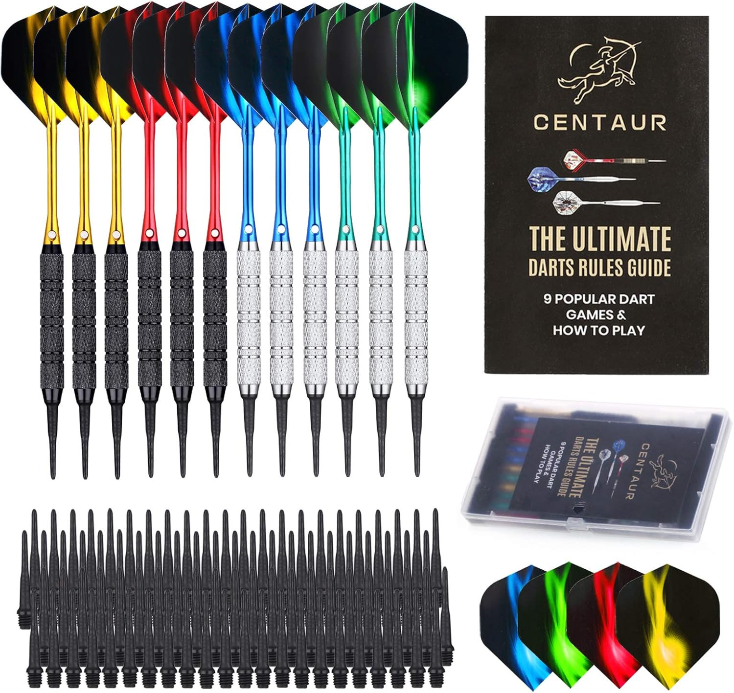 centaur 12 Pack Soft Tip Darts, Professional 18 Gram Plastic Tip Dart Sets with 4 Colors Premium ... | Amazon (US)