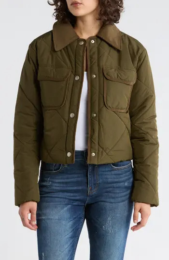 Corduroy Trim Diamond Quilted Jacket | Nordstrom Rack