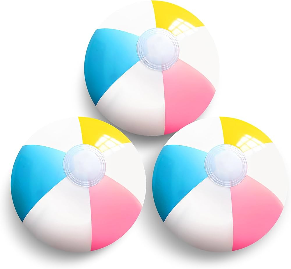 Novelty Place Inflatable Beach Balls - 3 Pack, 12" Diameter, White Panels Alternate with Macaron ... | Amazon (US)