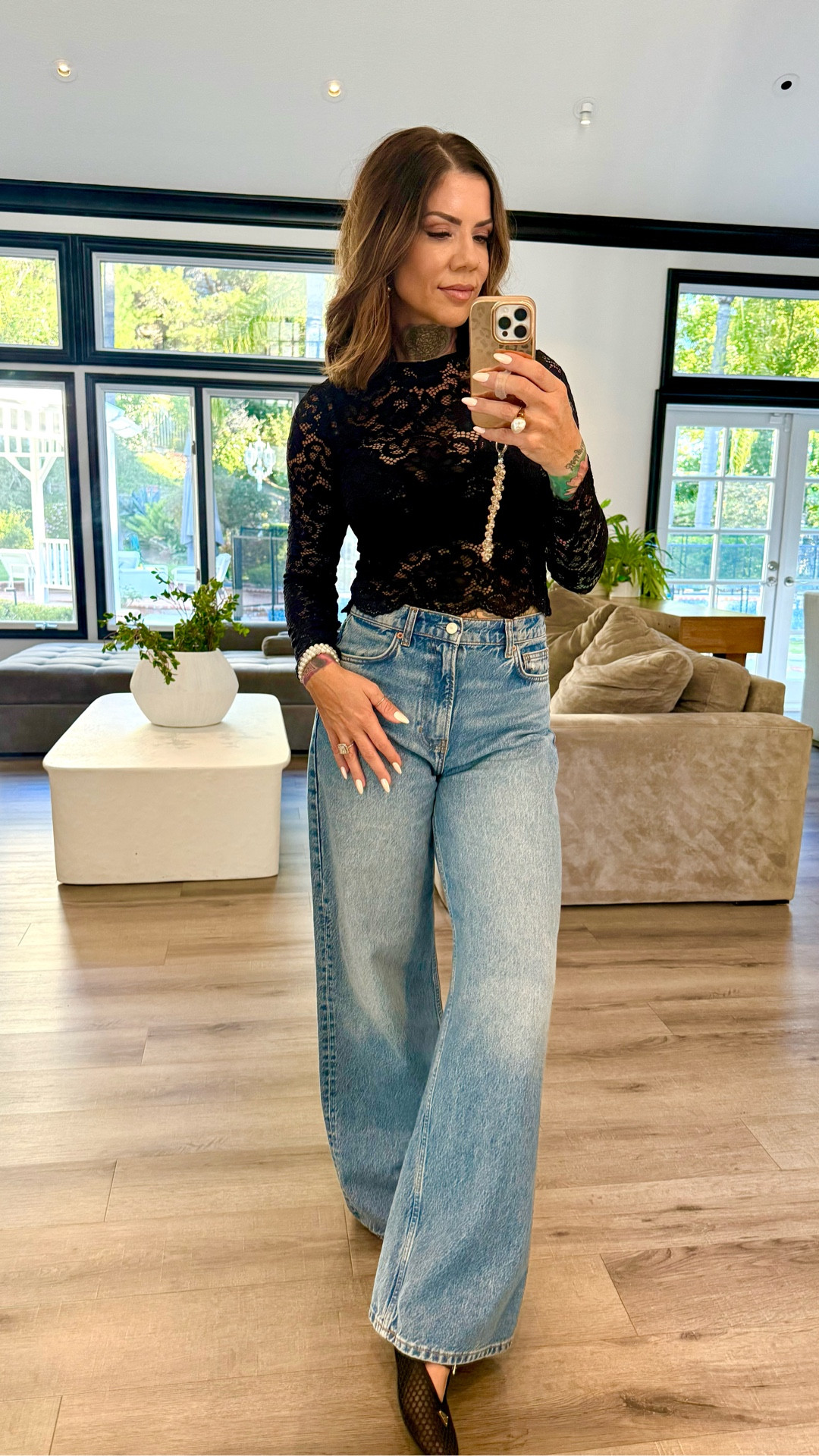 The denim ran true to size and I sized to a small in the lace top 

#LTKgrwm #LTKOver40 #LTKootd