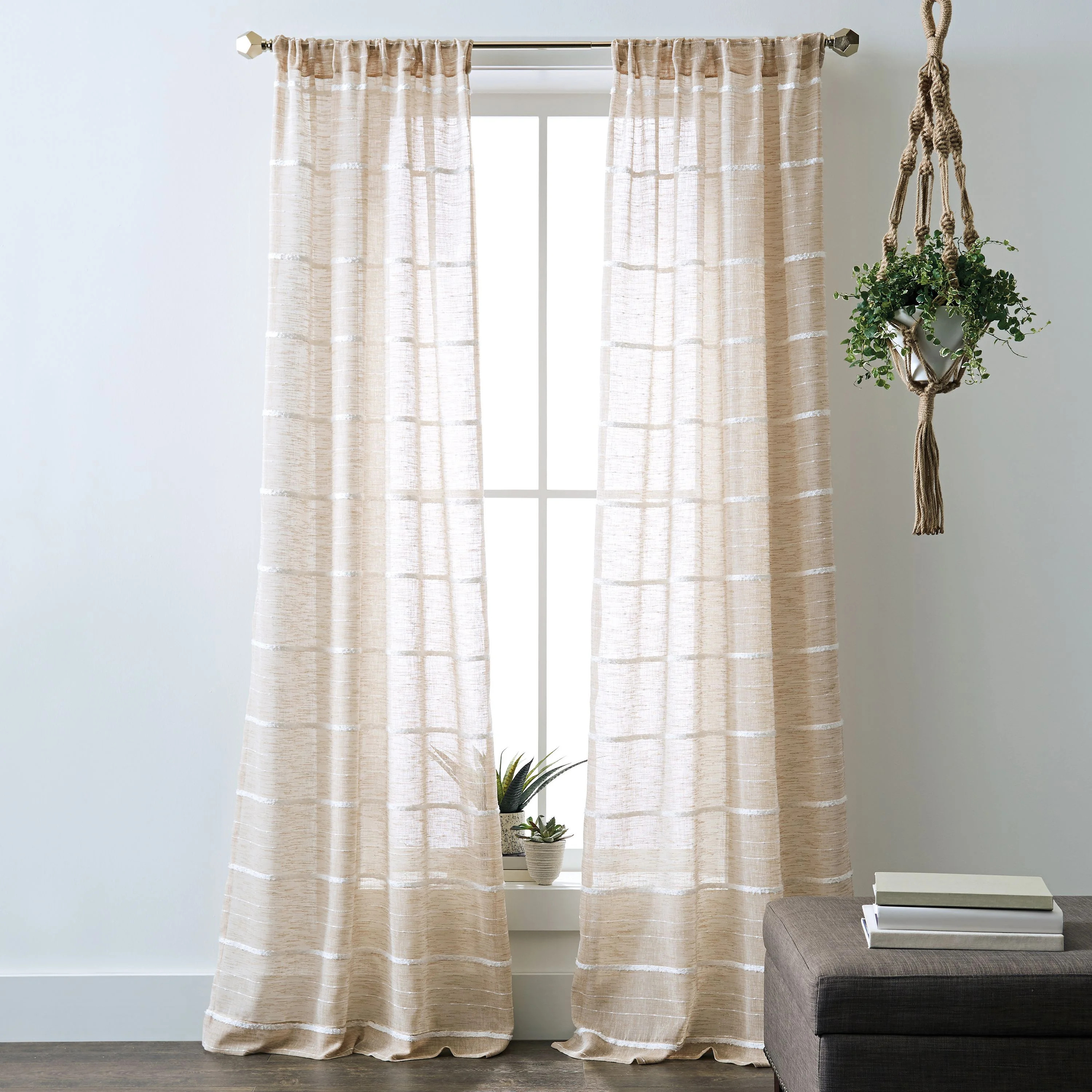 Better Homes and Gardens Woven Stripe Pole Top Curtain Panel Pair | Walmart (US)