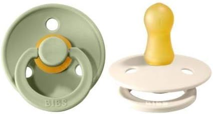 BIBS BPA-Free Natural Rubber Baby Pacifier | Made in Denmark (Sage/Ivory, 0-6 Months) 2-Pack | Amazon (US)