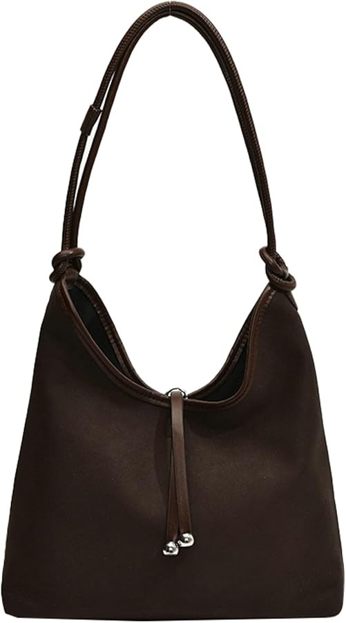 Suede Tote Bag Women 2024 Vintage Fall Winter Commuter Shoulder Handbag Bucket Bag Retro | Amazon (US)