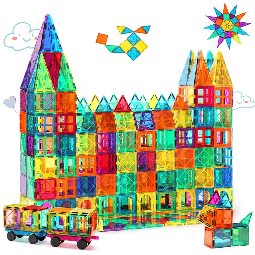 Gemmicc Magnetic Tiles 100 PCS with 2 Cars, STEM Approved Educational Magnet BuildingToys, Magnet... | Amazon (US)