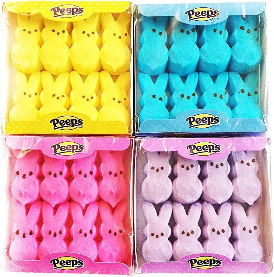 Peeps Marshmallow Easter Bunnies Bundle with 4 Colors: Blue, Yellow, Pink and Purple | Amazon (US)