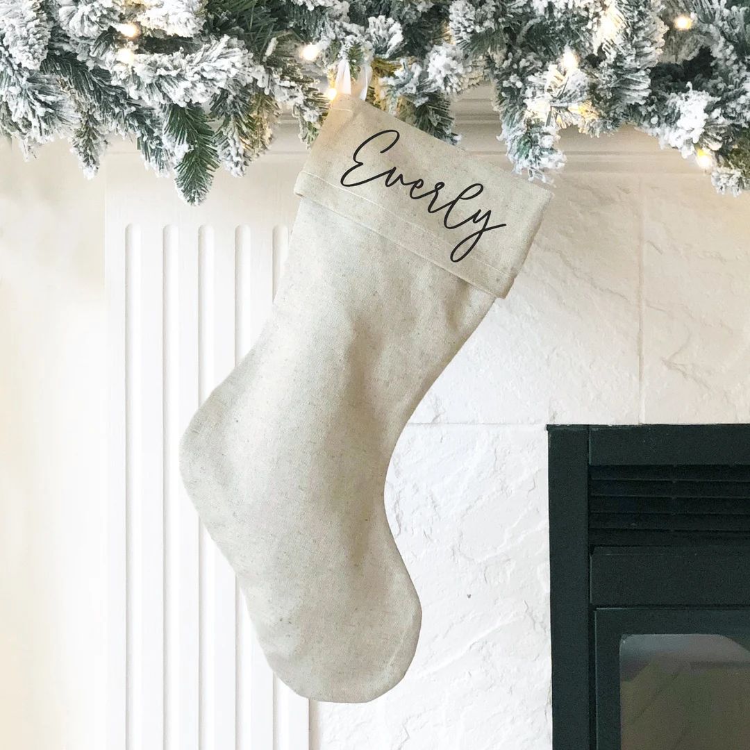 Personalized Christmas Stocking  Custom Name Stocking  Linen - Etsy | Etsy (US)
